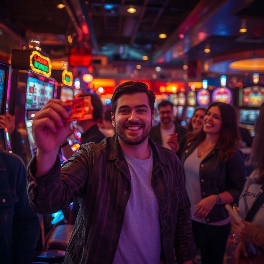 une personne tenant un bonus TOUCH CASINO